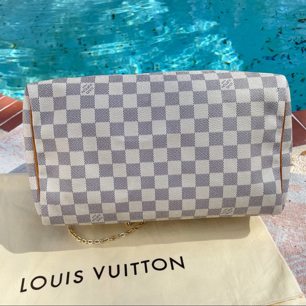 Louis Vuitton White and Brown Checkered Tote - Picture 10 of 15